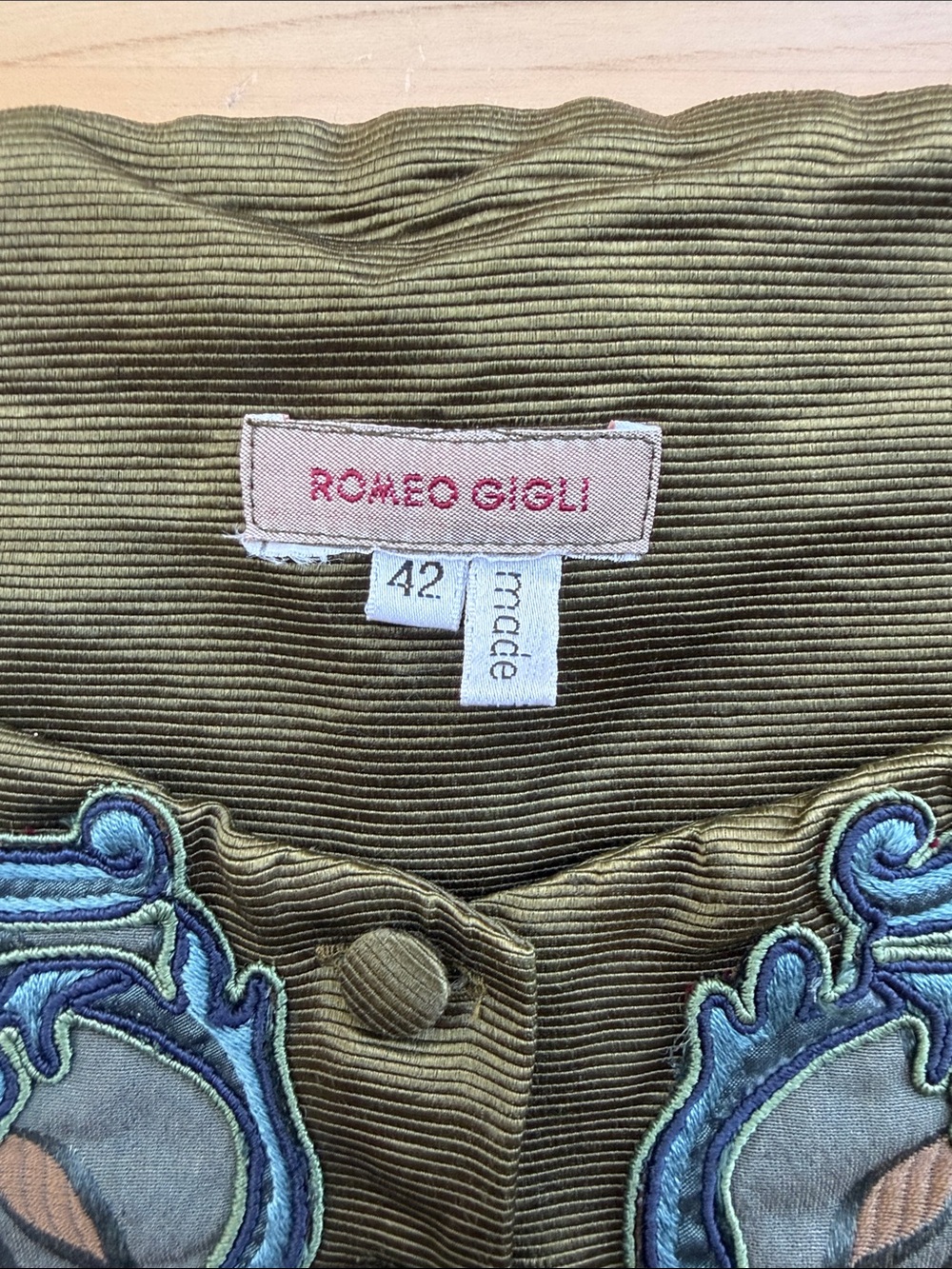Romeo Gigli Runway Spring 1990 Olive Green Embroidered Brocade Bustier Top - Picture 7 of 11
